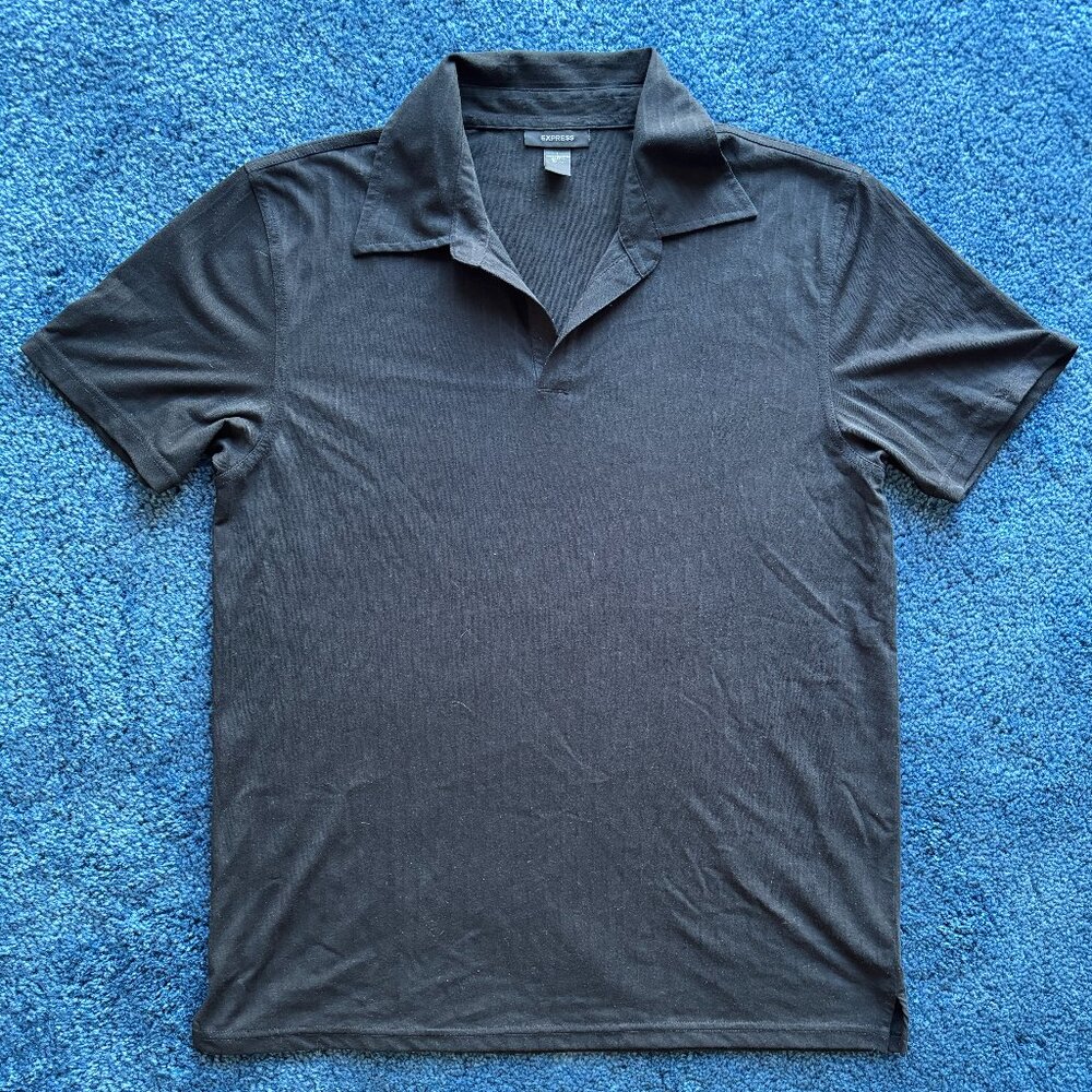 EXPRESS: sheer stripe polo knits - open collars